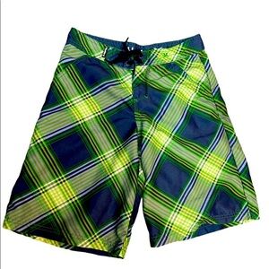 Hurley green/gray plaid board shorts